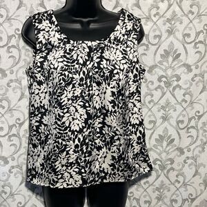 TALBOTS Black and White Floral Tank